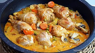 Pollo a la Jardinera con Champiñones  Receta Tradicional Fácil y Completa [upl. by Ahsehyt]