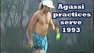 agassi practicing serve at bollettieri 1993 RARE [upl. by Frechette]