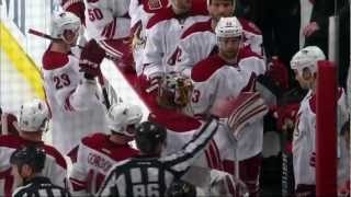 Scrum end of 2nd Phoenix Coyotes vs Chicago Blackhawks 41712 NHL Hockey [upl. by Eniaral]