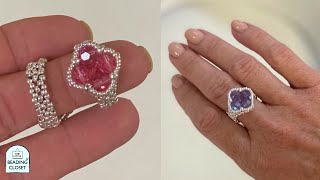 Beading Tutorial for a Beaded Ring in 3 easy steps using Preciosa Crystals  The Clever Clover [upl. by Nagem]