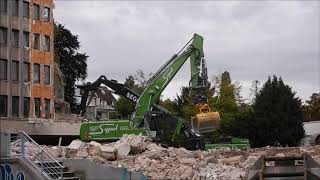 Bagger CAT 345 Hitachi 470 KMC 600 und Liebherr Abriss Baustelle [upl. by Leoni]