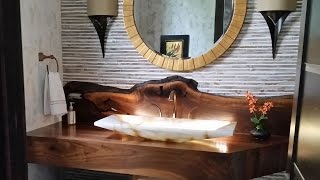 How to Build a Walnut Vanity with Live Edge Backsplash and Inlays [upl. by Yevoc401]