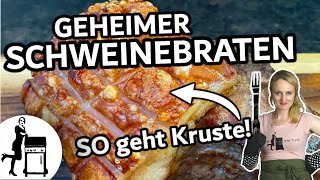 Der geheime Schweinebraten  So geht Kruste  Die Frau am Grill [upl. by Nadler]