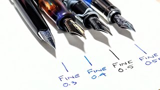 Nib Width Comparison with 47 Pens From Extra Fine To 11mm Stub [upl. by Susejedairam878]