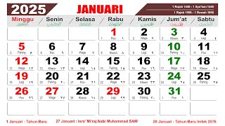 KALENDER TAHUN 2025 LENGKAP DENGAN HARI LIBUR NASIONAL [upl. by Ellinej]