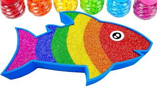 Satisfying Video  How To Make Rainbow Fish Bathtub With Glitter Slime Cutting ASMR [upl. by Manya482]