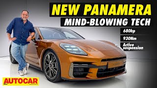 2024 Porsche Panamera  Stronghybrid sports sedan loaded with tech  Walkaround  Autocar India [upl. by Nallij]