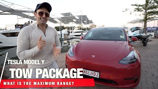 Tesla Model Y Tow Package  What is the Maximum Range when towing 15 Tons [upl. by Manuel]