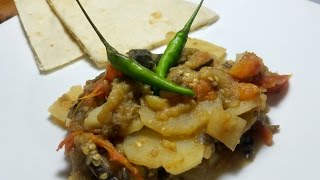 Fry Baigan Eggplant with Aloo Potato and Tomatoes  Taste of Trini [upl. by Lucias]