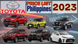 TOYOTA Price List in Philippines 2023 [upl. by Aivatahs]