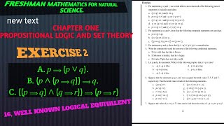 freshmancourse maths Chapter One Propositional Logic and Set Theory EXERCISE 2 afaanoromoo [upl. by Eenahs]