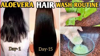 I tried ALOE VERA HAIR WASH ROUTINE how to apply aloe vera gel for hair growth [upl. by Graff]