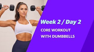 10 Minute Core Workout using Dumbbells with Sweat trainer Kelsey Wells  Yahoo Australia [upl. by Yevreh525]