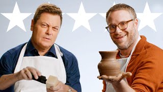 Seth Rogen amp Nick Offerman Test Crafting Gadgets  WIRED [upl. by Nohshan499]