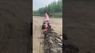 Plow tiller Cultivating machine Small trencher Plow tiller Riding rotary tiller [upl. by Ahtenek]