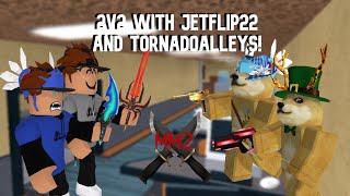 2v2 with tornadoalleys1615 and AnthonyJet22 in Murder Mystery 2 YouTubers VS Top Players [upl. by Leviram]