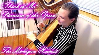 Think of Me Phantom of the Opera Harp Cover  The Michigan Harpist [upl. by Denver]