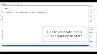 Example of estimating simple 2step ECM in Stata in timeseries analysis for beginners [upl. by Levana]