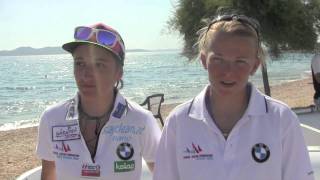 2011 ISAF Youth Worlds  Lara Vadlau and Tanja Frank AUT 420 Girls Gold Medallists [upl. by Aleehs]