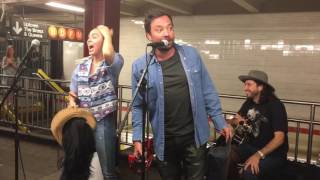 Miley Cyrus and Jimmy Fallon Surprise NYC Subway Performance 061317 [upl. by Haidedej841]