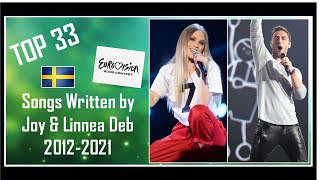 TOP 33  Songs Written by Joy amp Linnea Deb  Eurovision 2012  2021 including National Finals [upl. by Lorianne]