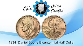 1934 Daniel Boone Bicentennial Half Dollar  CJs Coins amp Crafts [upl. by Anuayek]