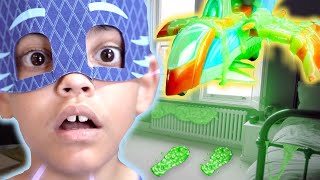 PJ Masks in Real Life Trapped in SLIME  PJ Masks [upl. by Asnerek]