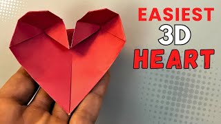 Easy 3D HEART Origami How to make a simple 3D paper heart [upl. by Nolasba]