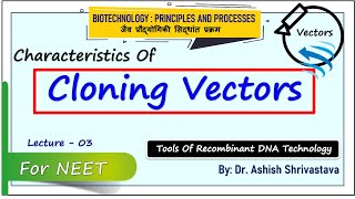 Cloning Vectors  Characteristics of Cloning Vectors  Biotechnology Principles and Processes  NEET [upl. by Scornik]