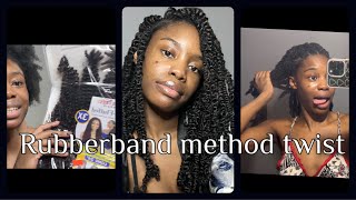 Rubber band method twists  Knotless twists  diy protective hairstyles  brown hair black hair [upl. by Connors]