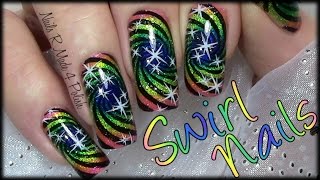 Rainbow Swirl Nail Art Design  Colorful New Years Eve Nails  Stamping Tutorial [upl. by Rratsal]