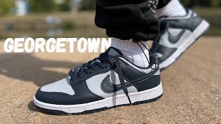 These The New Most Popular Nike Dunk Low Georgetown Review amp On Foot [upl. by Alyal909]