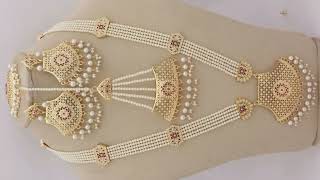 Latest Jadau Gold Sita Haar Designs with Price 2025Light Weight Gold Plated Pearl Long Necklace Set [upl. by Macnamara]