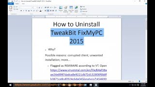 Uninstall TweakBit FixMyPC 2015 Guide [upl. by Hubsher]