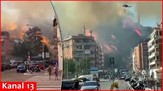 Large fire breaks out in Rome near public TV station  Residents being evacuated [upl. by Wendel]