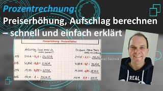 Prozentrechnung  Prozentfaktor  Preiserhöhung Aufschlag berechnen mathe einfach simple [upl. by Bannon29]