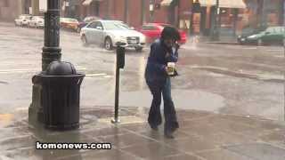 Downtown Seattle Rain Storm KOMO TV [upl. by Iong]