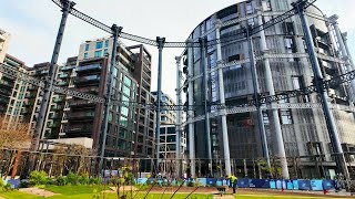 4K Kings Cross  Gasholder Park  Coal Drops Yard  London Walk [upl. by Raffaj]