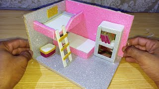 diy miniature dollhouse bedroom beautiful [upl. by Pincas]