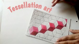 Tessellation art how to make tessellationeasy tessellation drawing geometric tessellationcube [upl. by Dave]