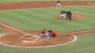 Jumbo Shrimps Diaz hit in head by pitch [upl. by Aehs9]