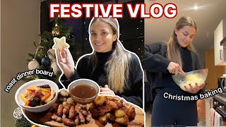 A very festive cozy vlog ❤️🎄  Christmas baking and trying the viral roast dinner board [upl. by Eibloc373]