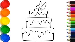 How to draw a cake 🎂  Easy cake drawing  Easy drawing for kids amp beginners [upl. by Aihsatsan295]