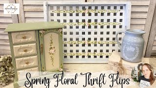 Spring Floral Thrift Flips using IOD Paint Inlays amp Transfers  Shabby Chic Decor  Upcycle [upl. by Nadual20]