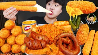 ASMR MUKBANG 직접 만든 대왕 가래떡 떡볶이 불닭볶음면 핫도그 먹방 amp 레시피 FIRE NOODLES AND Tteokbokki EATING SOUND [upl. by Ginder153]