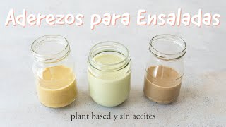 3 ADEREZOS SIN ACEITE PARA ENSALADAS O VEGETALES  ADEREZOS VEGANOS Y SALUDABLES MUY FÁCILES [upl. by Kerianne845]