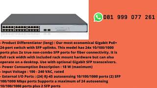 Harga Dan Spec Switch HPE OfficeConnect 1420 24G 2 SFP JH017A 24 Port Gigabit Besi SHORT [upl. by Antonietta]