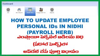 HOW TO UPDATE EMPLOYEE PERSONAL IDs IN NIDHI [upl. by Joye]