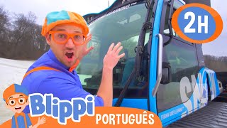 Blippi Explora um Aparador de Neve  2 HORAS DO BLIPPI  Blippi em Português  Vídeos Educativos [upl. by Salbu]