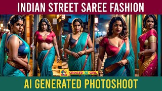 Indian Street Saree Fashion AI Generated Photoshoot  AI Model Lookbook indianmodel beautifulgirl [upl. by Duahsar555]